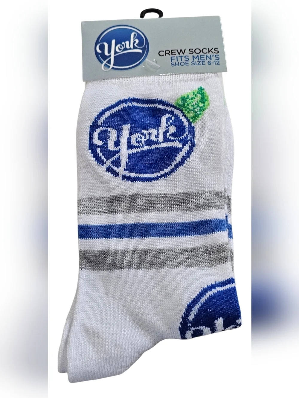 Andes & York Novelty Men's Crew Socks - White & Cream - Pack of 2